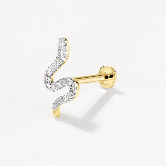 0.045 TCW Round Lab Grown Diamond Snake Curve Earrings 1