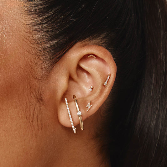 Elegant 0.06 TCW Lab Grown Diamond Hoop Earrings in Gold 2