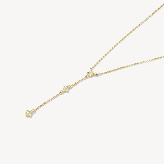 Lumina Elegance: 0.07 TCW Round Lab-Grown Diamond Trio Lariat Necklace 2