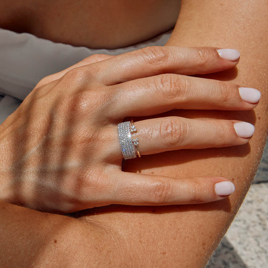 Radiant Elegance: 0.09 TCW Round Lab Grown Diamond Open Wedding Band 2