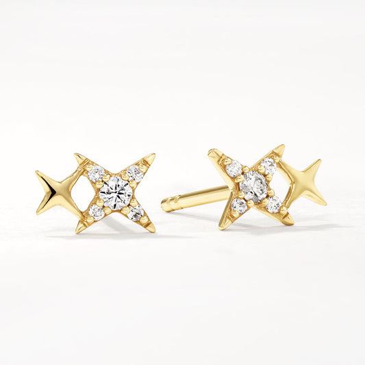 0.080 TCW Round Lab Grown Diamond Celestial Star Stud Earrings 1
