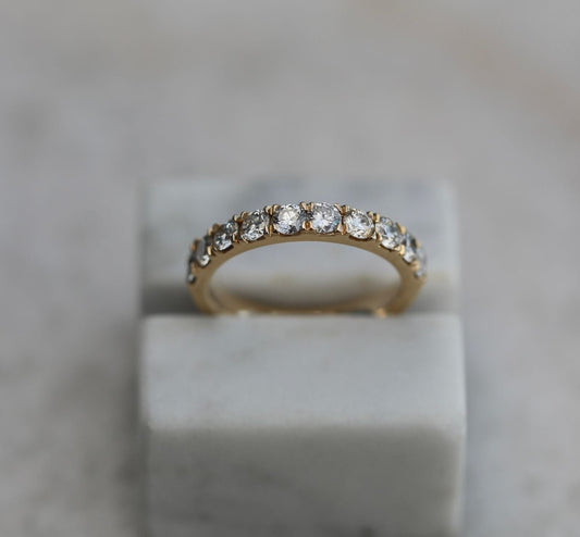 1.10 TCW Round Lab-Grown Diamond Half Eternity Gold Band 1