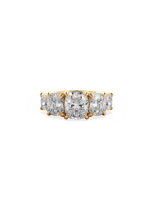 Five Stone-Cushion Lab Grown Diamond Engagement Ring