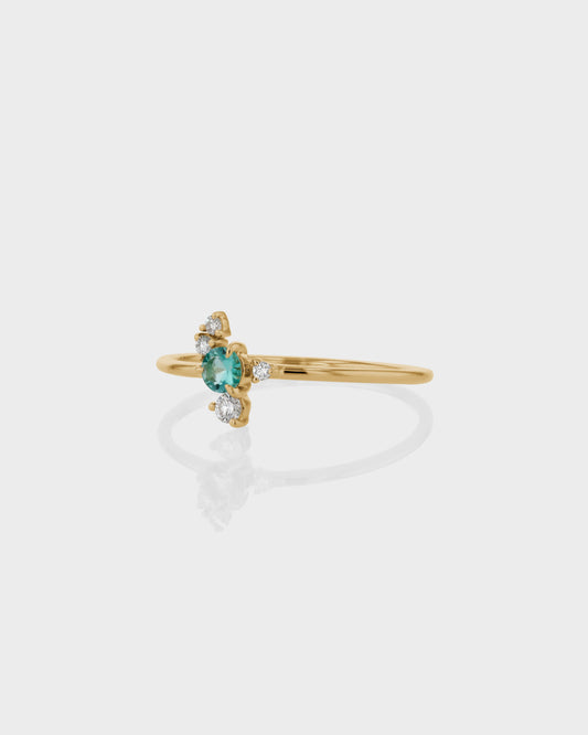 0.50 CT Round Green Emerald Lab-Made Diamond Cluster Ring in Gold 2
