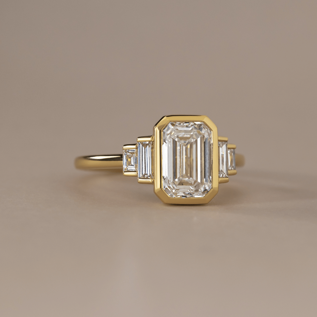 Five Stone & Bezel-Emerald Lab Grown Diamond Engagement Ring