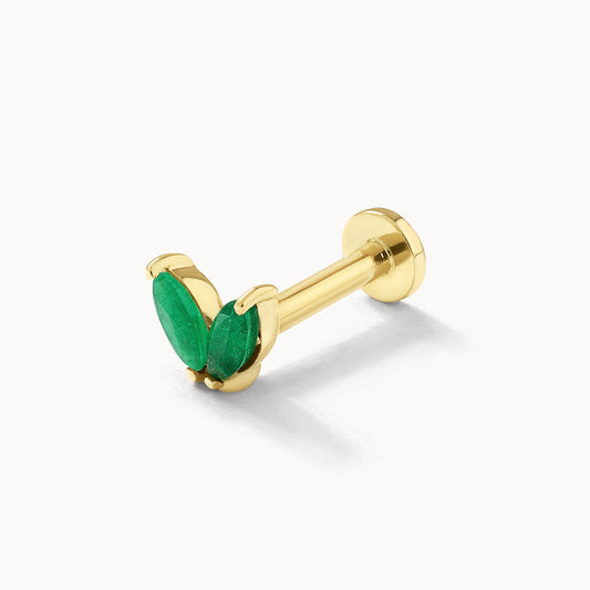 0.14 Carat Marquise-Cut Emerald Gemstone Stud Earring 1