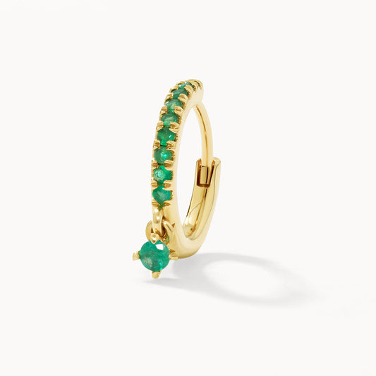 0.10 TCW Round Emerald Gemstone Huggie Earrings 1