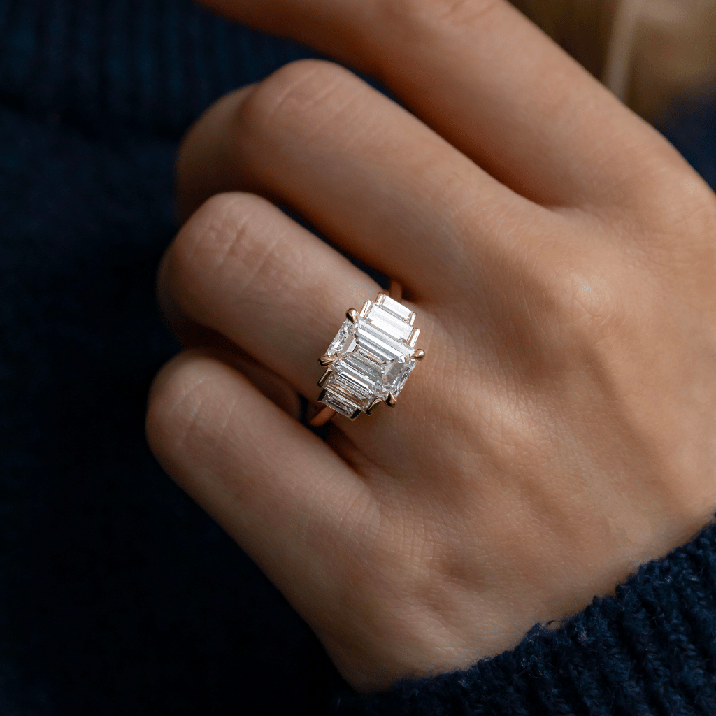 Five Stone-Emerald Lab Grown Diamond Engagement Ring