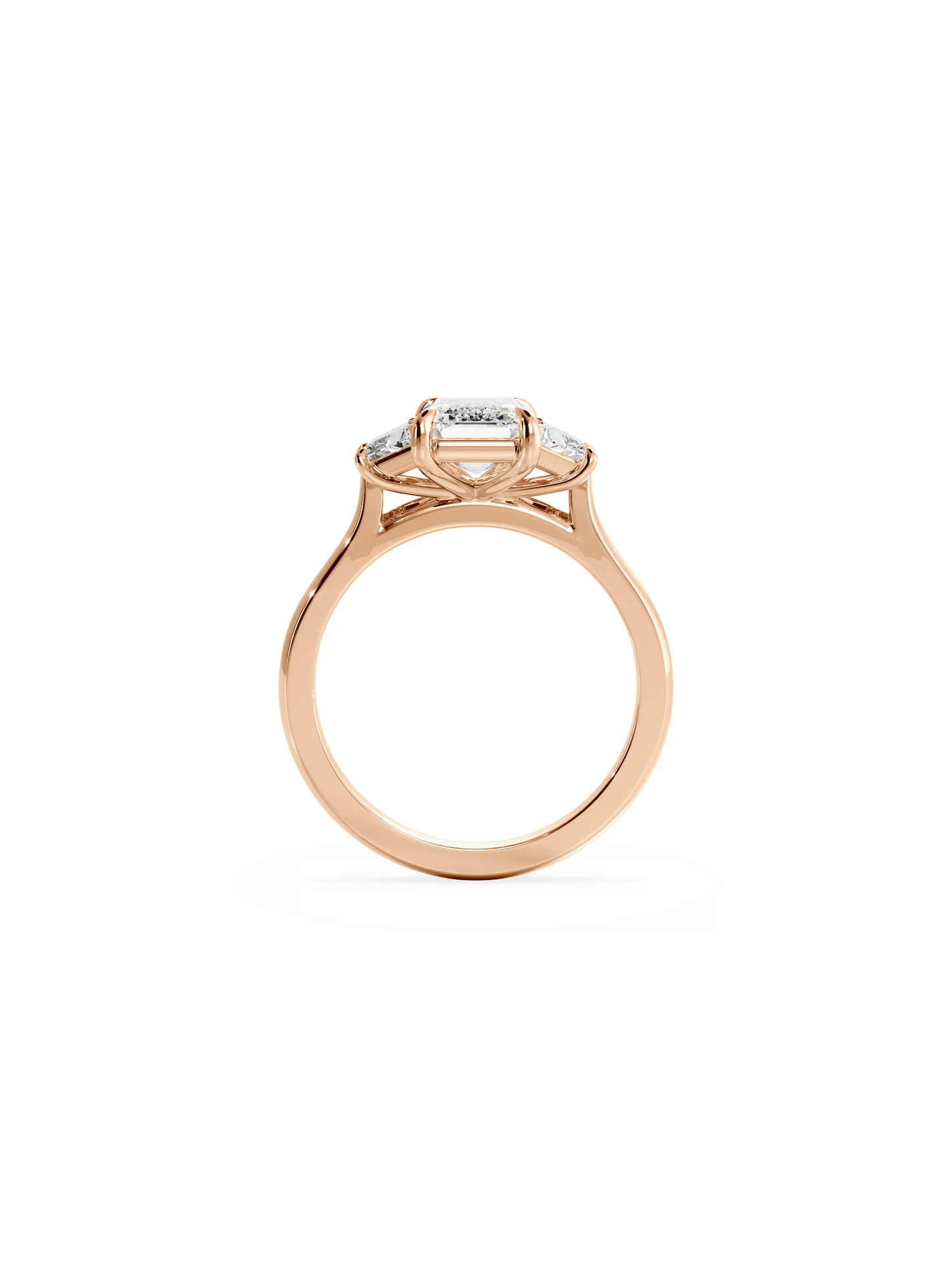 Three Stone-Emerald Lab Grown Diamond Engagement Ring