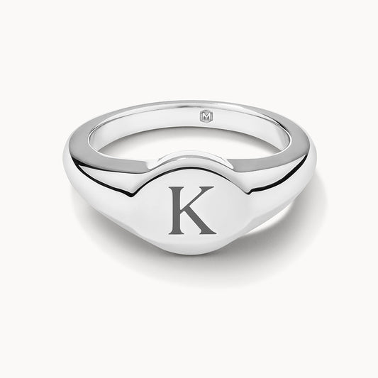Personalized Initial Engravable Circle Signet Wedding Band 1