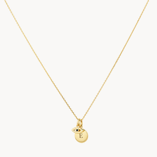Blue Sapphire Evil Eye Necklace with 0.01 TCW Charm Pendant 2