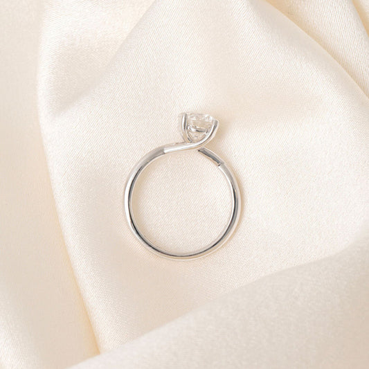Solitaire & Criss Cross-1.5 CT Round Lab Grown Diamond Engagement Ring