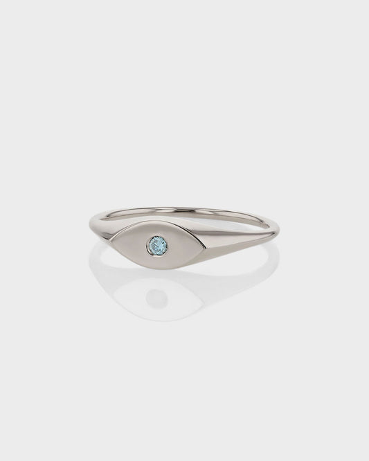0.10 TCW Round Blue Topaz Lab Grown Diamond Wedding Band 1