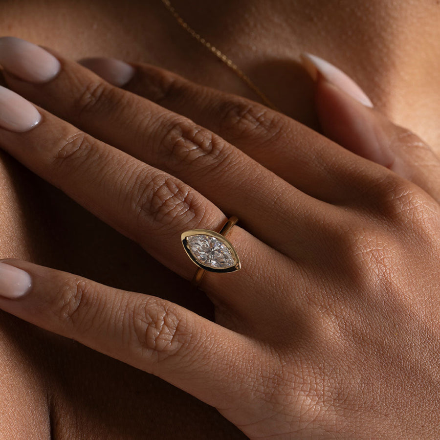 Solitaire & Bezel-2.0 CT Marquise Lab Grown Diamond Engagement Ring
