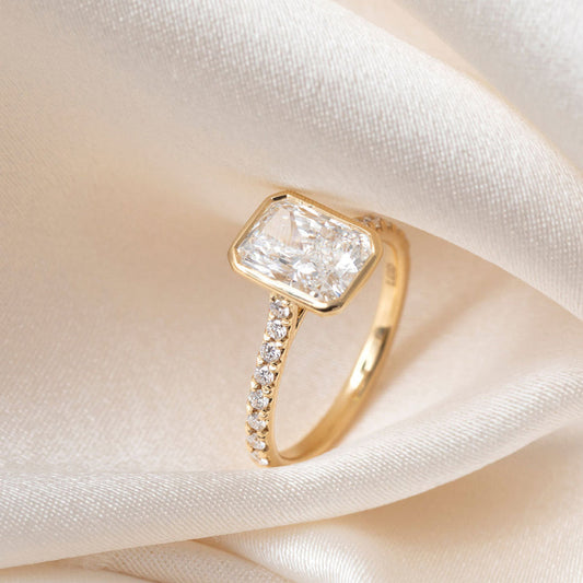 Bezel & Pave-2.0 CT Radiant Lab Grown Diamond Engagement Ring