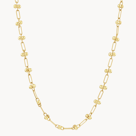 Golden Elegance Paperclip Necklace with Beaded Detailing 1