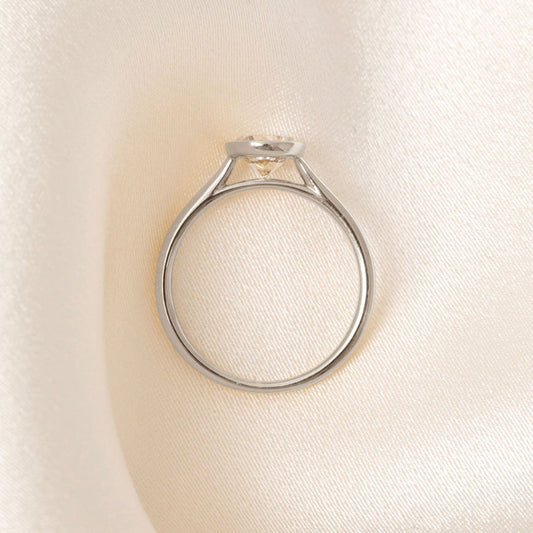 Solitaire Bezel & Cathedral-1.0 CT Round Lab Grown Diamond Engagement Ring