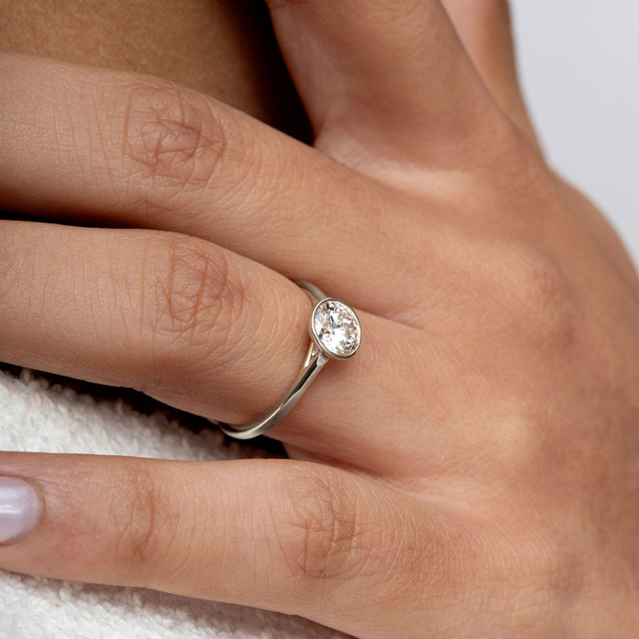 Solitaire Bezel & Cathedral-1.0 CT Round Lab Grown Diamond Engagement Ring
