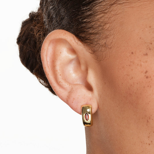 1.2 TCW Marquise Garnet Half Open Hoop Earrings 2