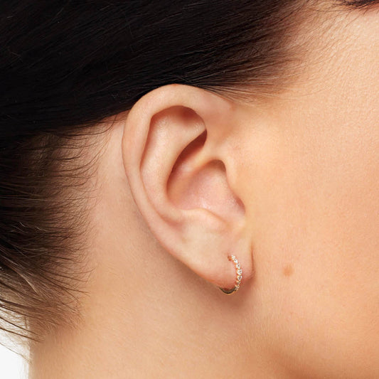 Eternal Shine: 0.11 TCW Round Lab Grown Diamond Hoop Earrings 2