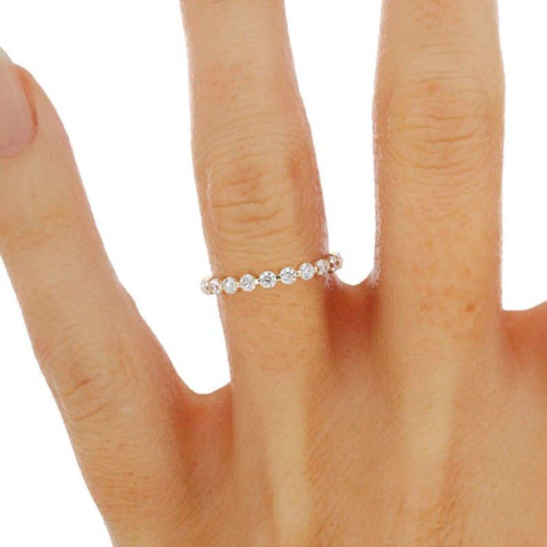 0.60 TCW Round Lab-Grown Diamond Half Eternity Engagement Ring 7