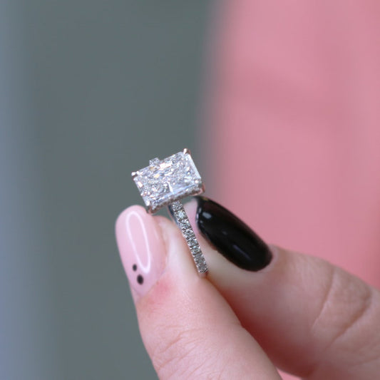 1.76 CT Radiant Cut Lab-Grown Diamond Pave Engagement Ring With Hidden Halo 2