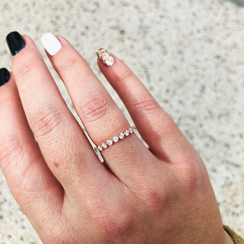 Radiant 0.60 TCW Round Lab-Grown Diamond Half Eternity Wedding Band 6