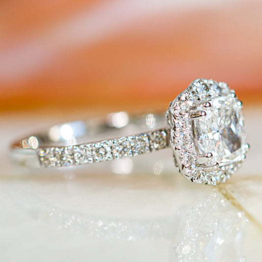 1.5 CT Cushion Lab-Grown Diamond Halo & Pavé Elegance Ring 2