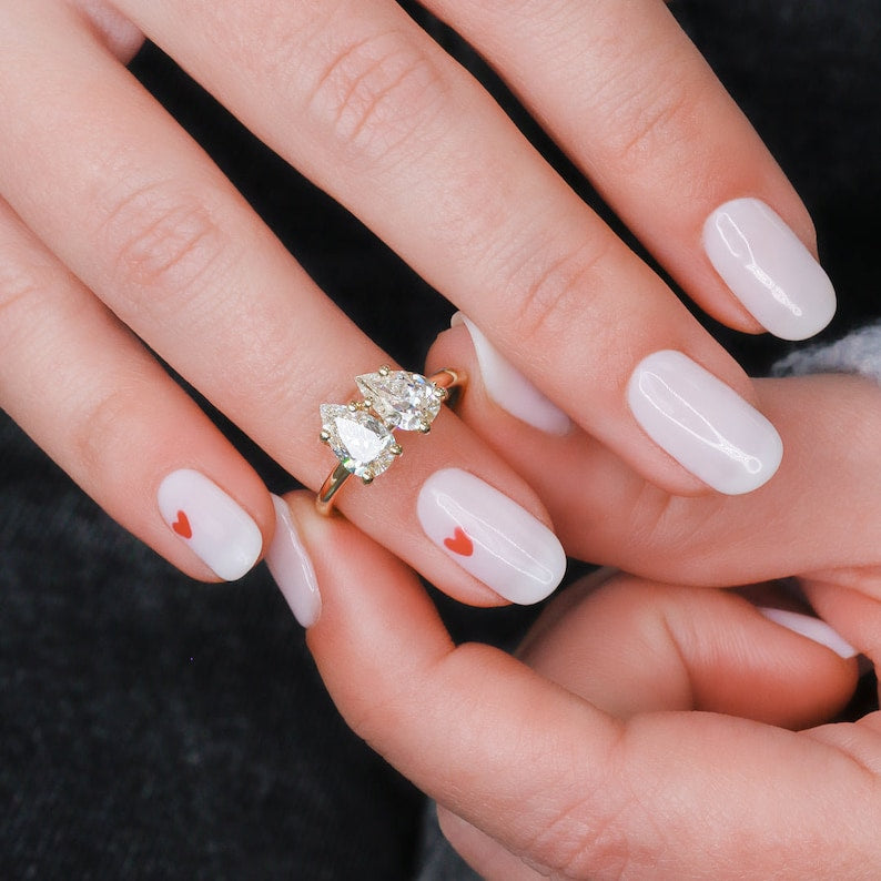 Elegant 2.0 TCW Pear Lab-Grown Diamond Two Stone Engagement Ring 8