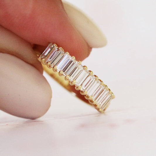 0.80 TCW Baguette Lab Grown Diamond Half Eternity Engagement Ring 1