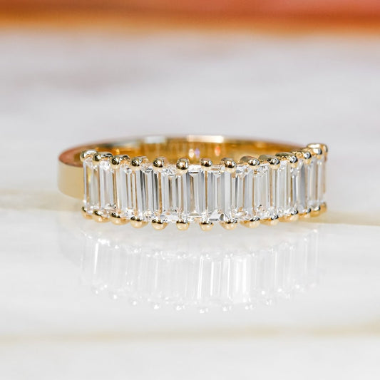 0.80 TCW Baguette Lab Grown Diamond Half Eternity Engagement Ring 2