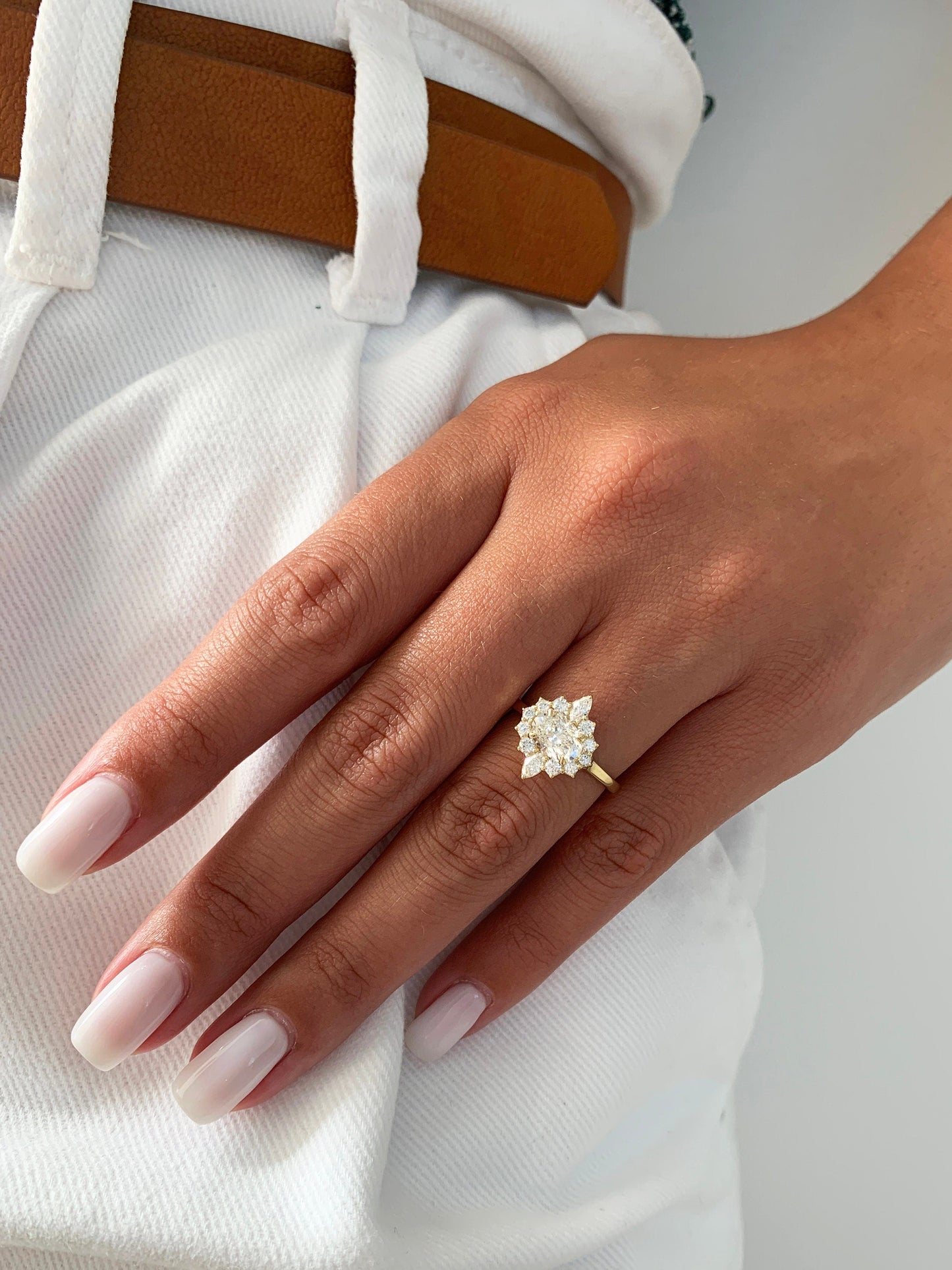 Radiant 1.03 CT Oval Lab-Grown Diamond Cluster Engagement Ring 4