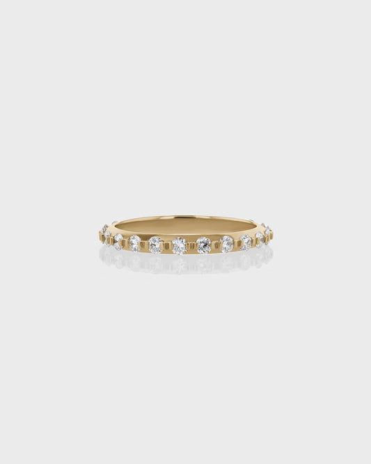 0.50 TCW Round Lab Grown Diamond Half Eternity Gold Wedding Band 1