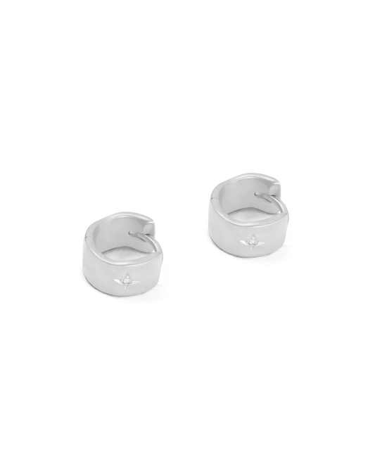 0.05 TCW Round Lab Grown Diamond Silver Hoop Earrings 2