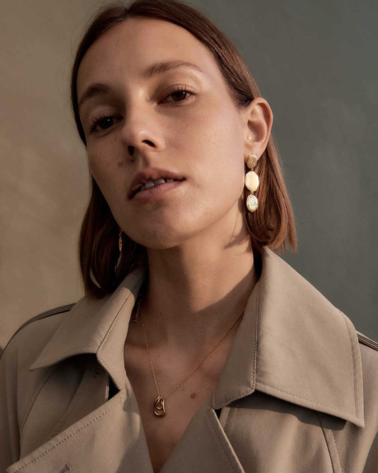 Golden Trio Textured Statement Earrings 2