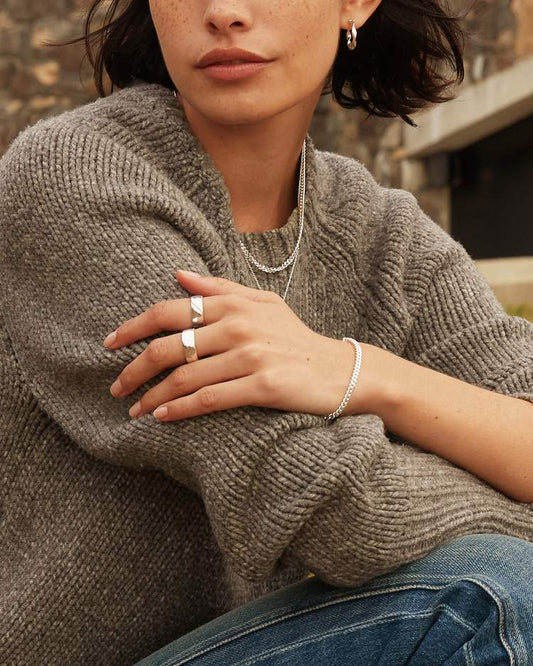 Silver Wave Textured Huggie Hoops Earrings 2