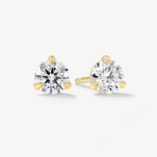 0.75 CT Round Lab Grown Diamond Solitaire Stud Earrings in Gold 1