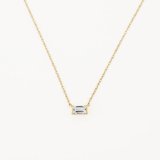 Emerald-Cut 0.20 TCW Lab Grown Diamond Solitaire Necklaces 1