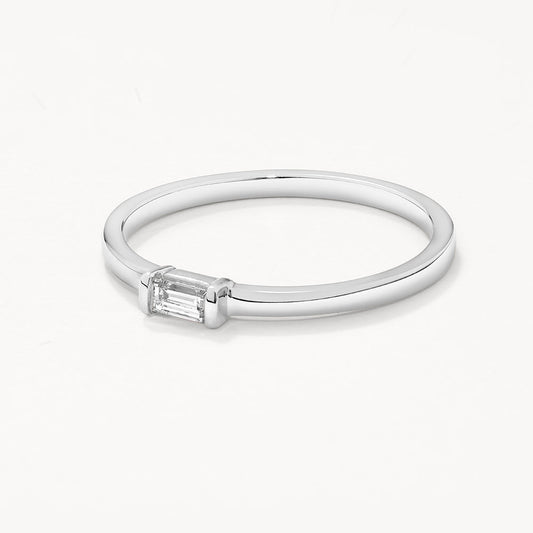 0.10 CT Baguette Lab-Grown Diamond Solitaire Wedding Band Ring 1