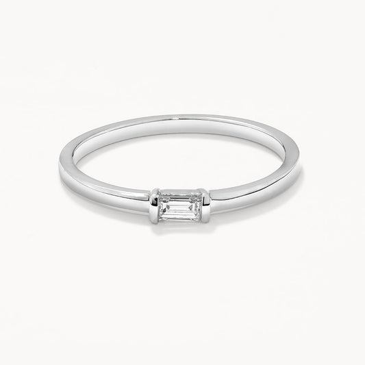 0.10 CT Baguette Lab-Grown Diamond Solitaire Wedding Band Ring 2