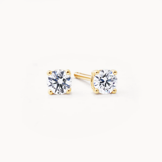 Radiant 0.22 TCW Round Lab Grown Diamond Stud Earrings in Gold 1