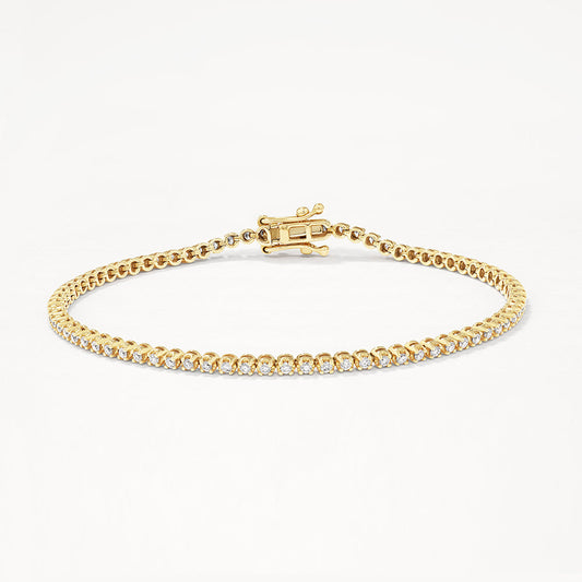 Elegant 0.90 TCW Round Lab-Grown Diamond Tennis Bracelet in Gold 1