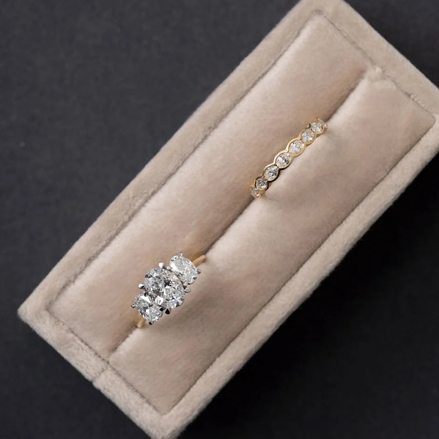 Curved- 0.25 CT Marquise Lab Grown Diamond Wedding Band