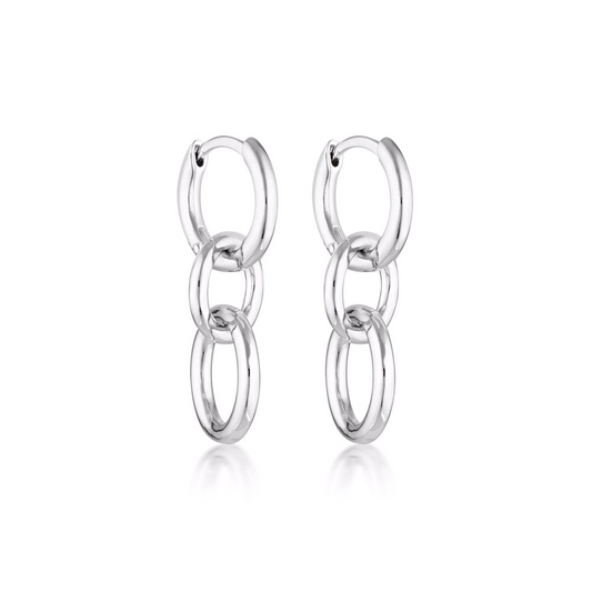 Triple Kindred Link Earrings, Gold or Silver 2