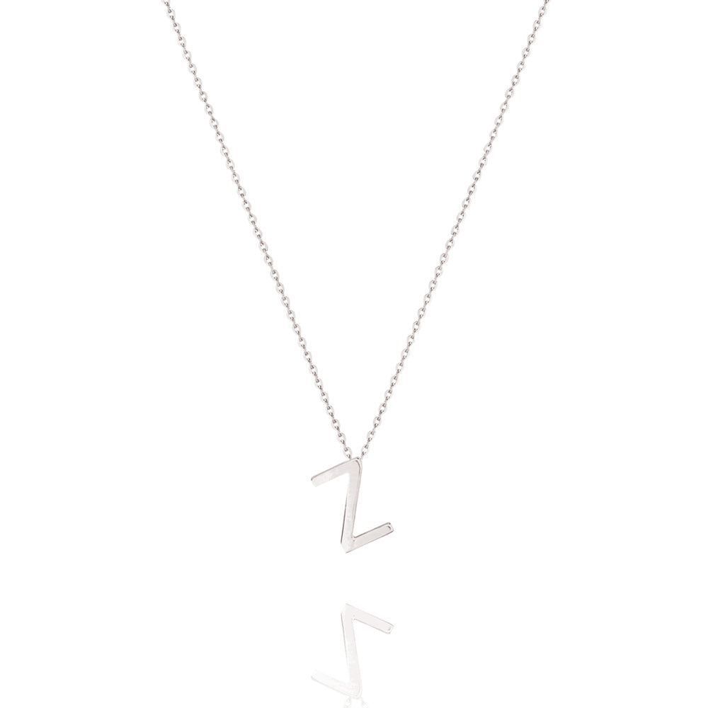Elegant Silver Initial Pendant Necklace 28