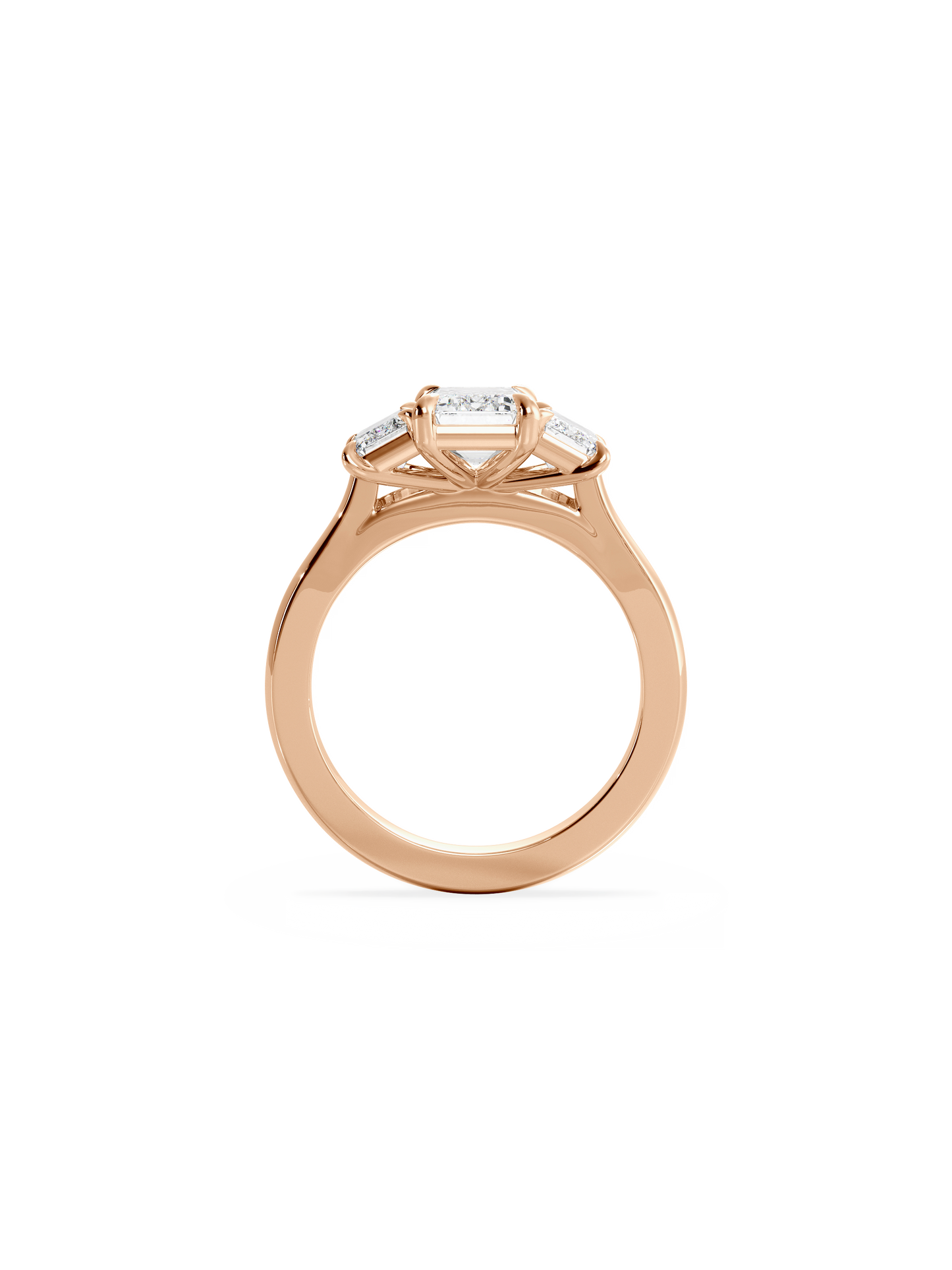 Three Stone-Emerald Lab Grown Diamond Engagement Ring