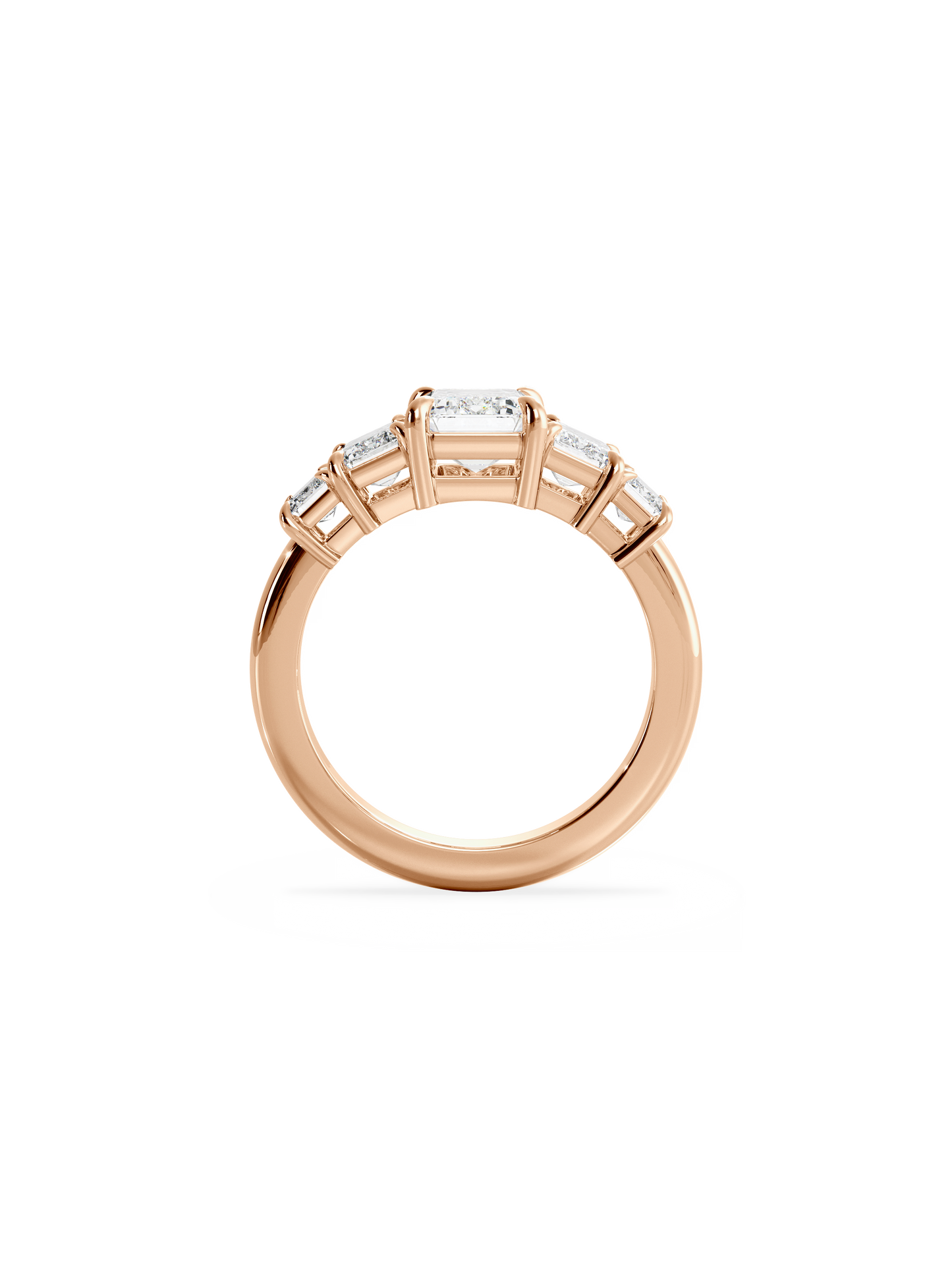 Five Stone-Emerald Lab Grown Diamond Engagement Ring