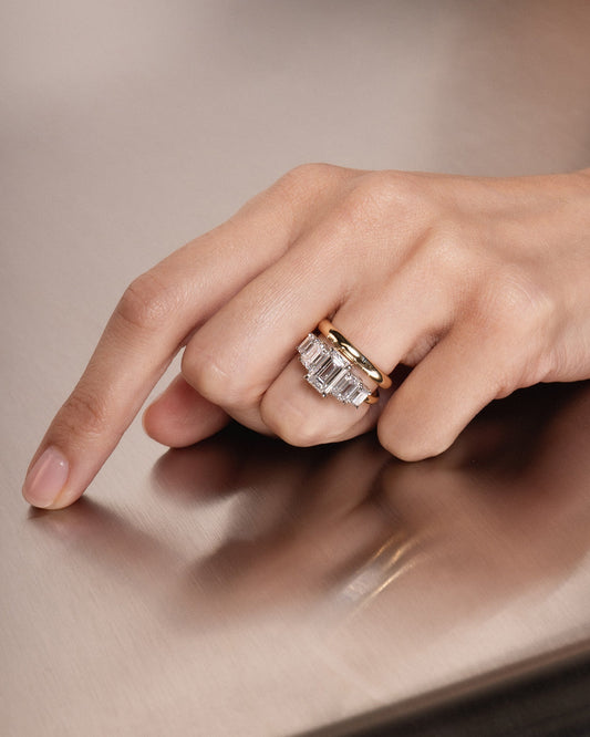Five Stone-Emerald Lab Grown Diamond Engagement Ring