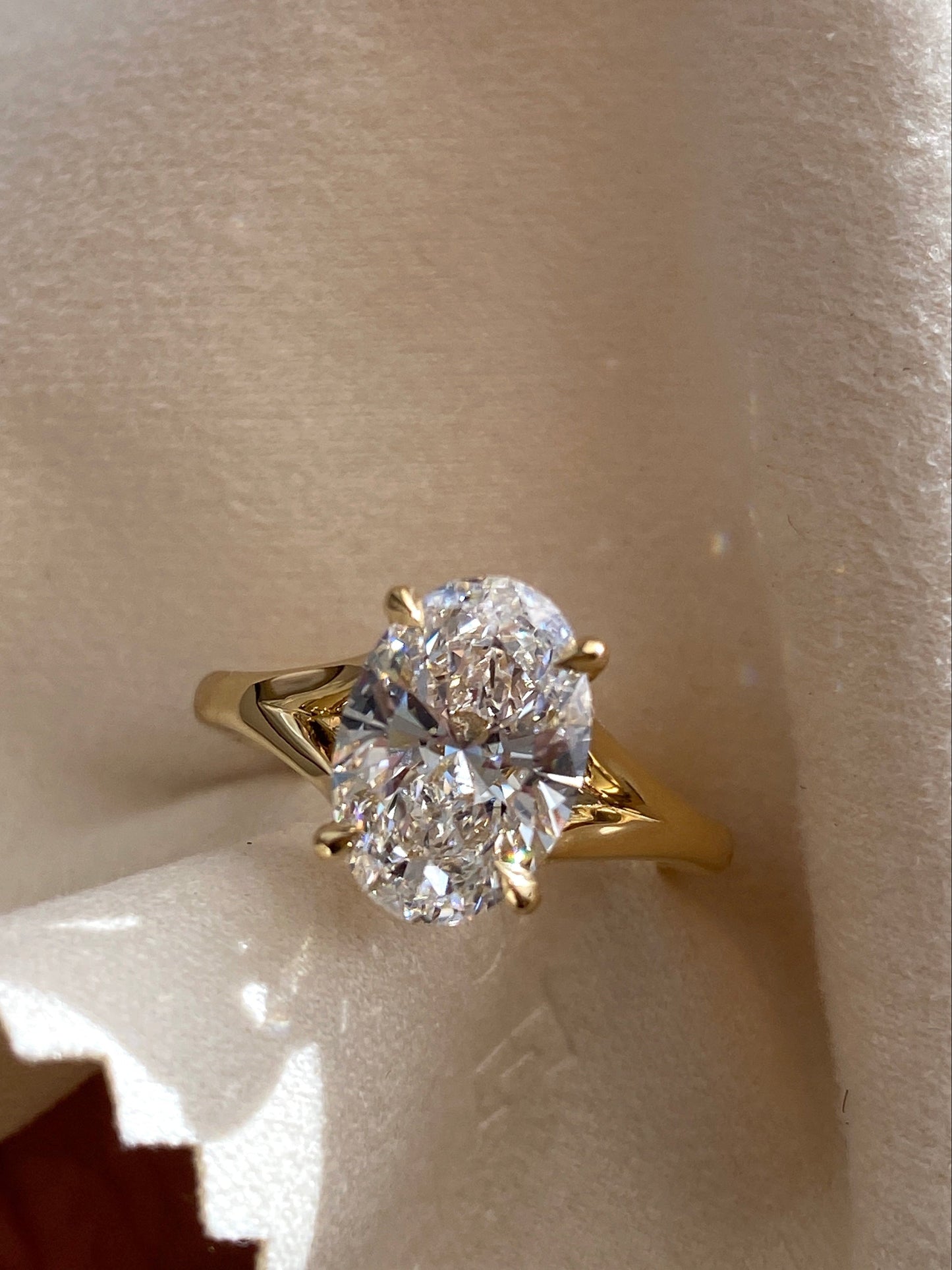 Solitaire & Split Shank-Oval Lab Grown Diamond Engagement Ring