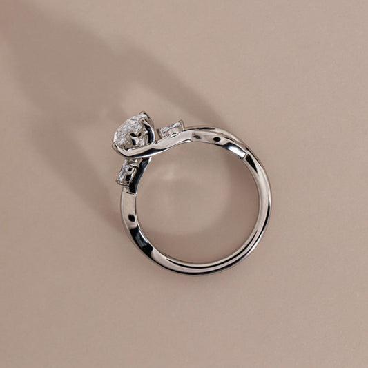Cluster-Marquise Lab Grown Diamond Engagement Ring